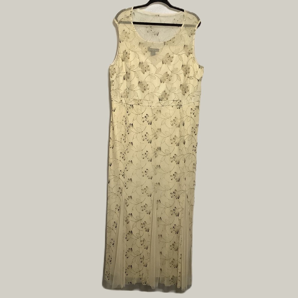 Candalite Vintage 90s Fairycore Gold Floral Mesh Sparkle Formal Maxi Dress‎ 3X